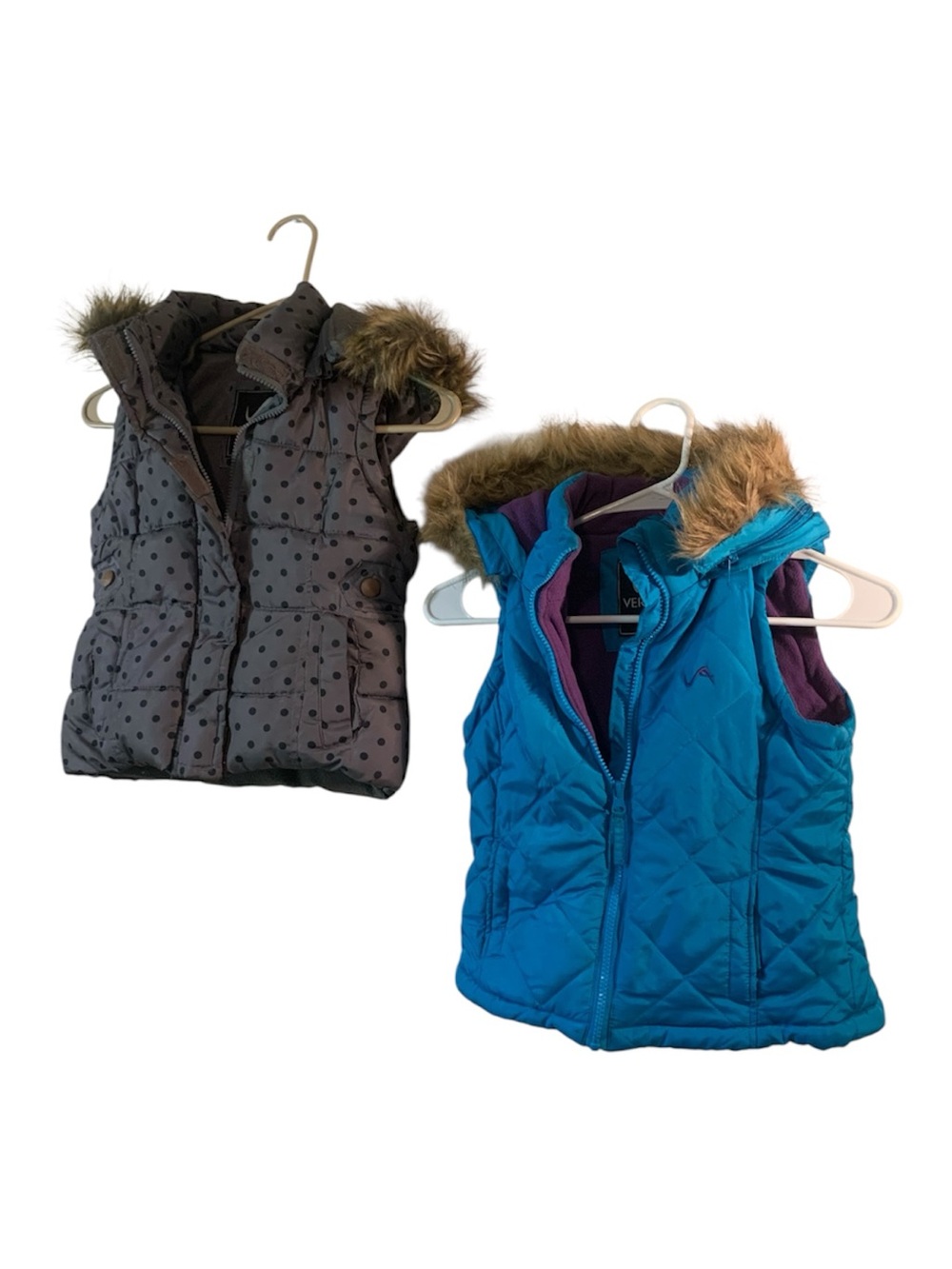 Vertical '9 girls size 6/7 small lot of two puffer vest faux fur